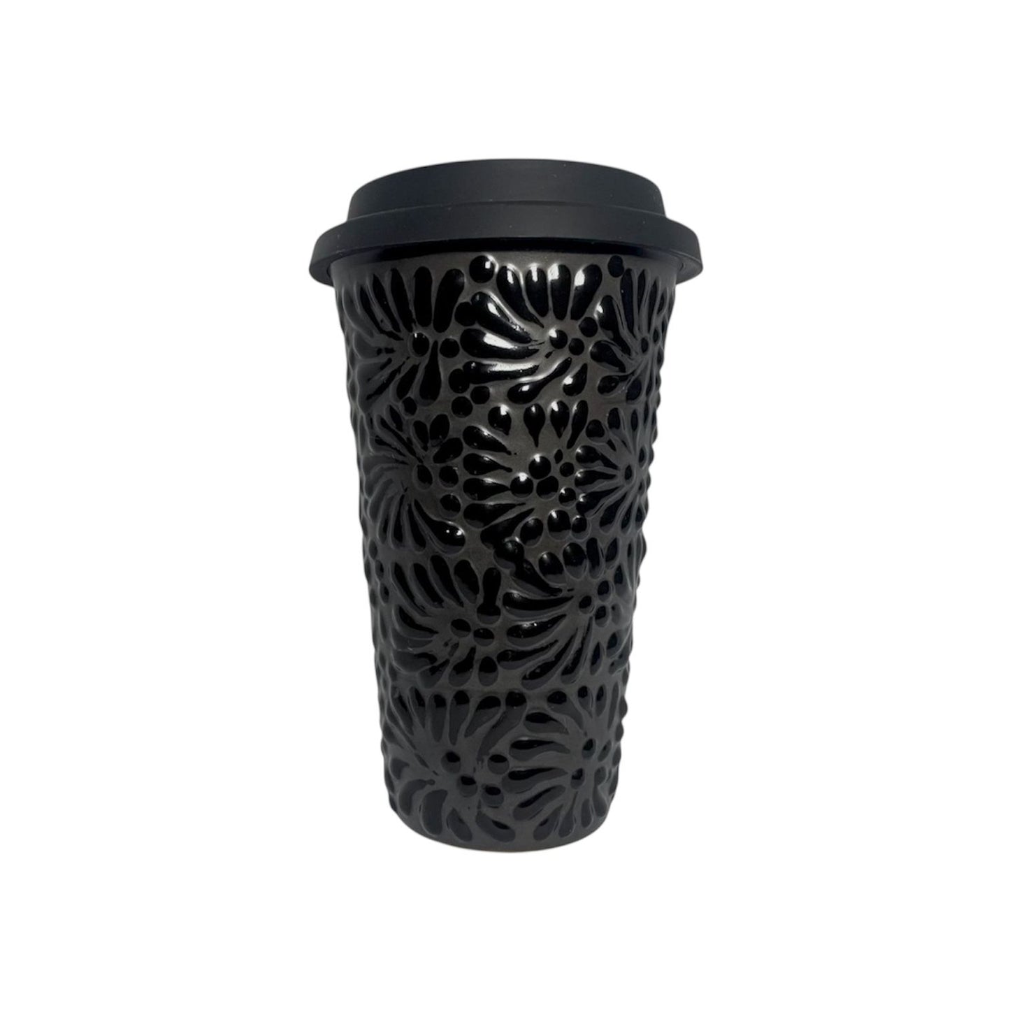 Vaso con Tapa Negro-Negro