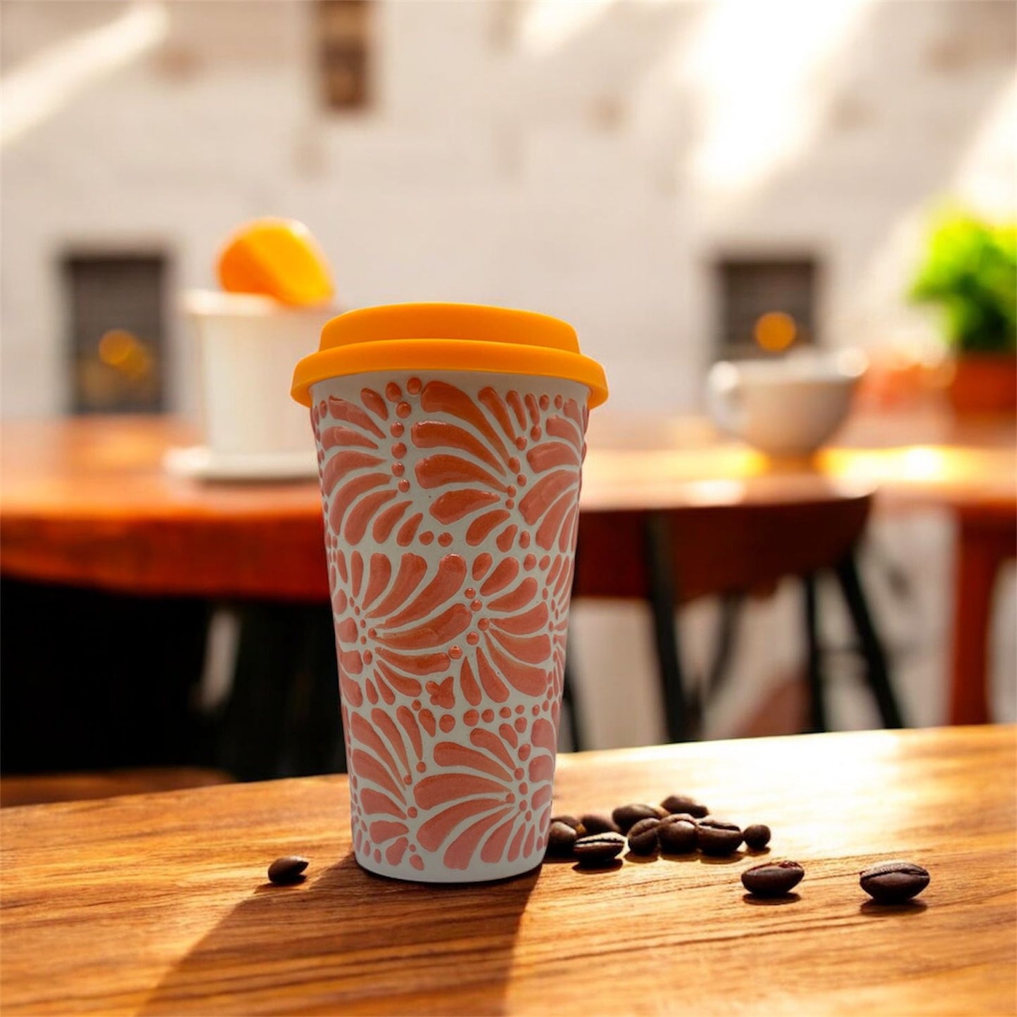 Vaso con Tapa (Naranja)
