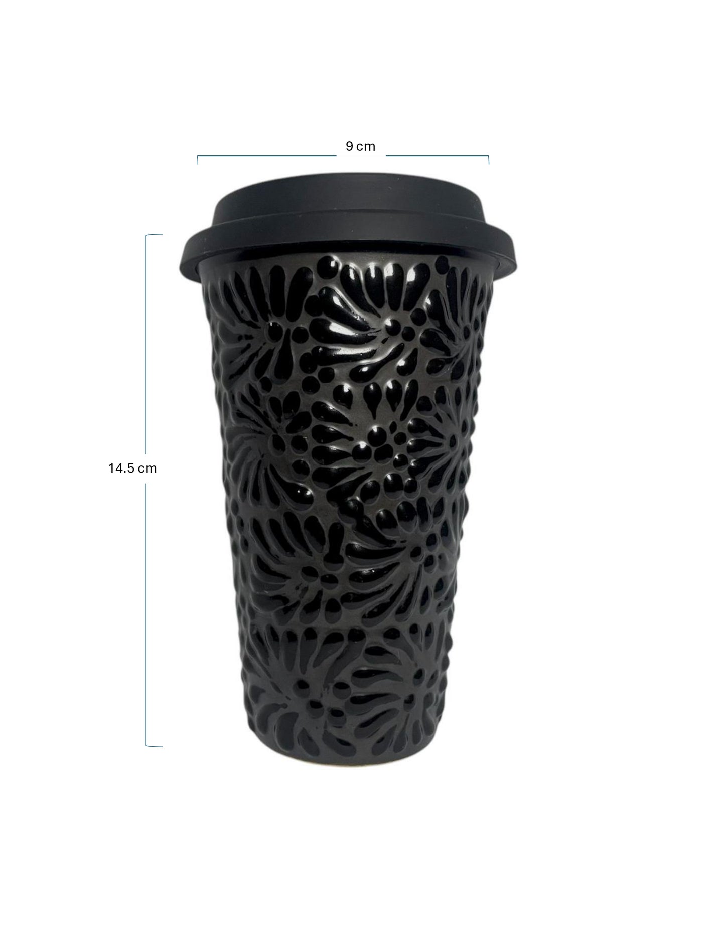 Vaso con Tapa Negro-Negro