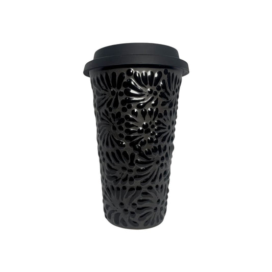 Vaso con Tapa Negro-Negro